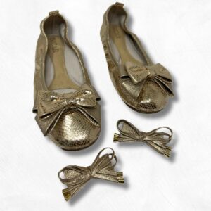 Baletas en cuero para mujer Doradas