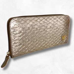 Billetera en cuero para mujer ref Acordeón Dorado