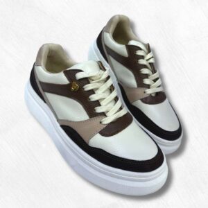 Tenis en cuero para mujer Charlotte Talco-Rosa-Café