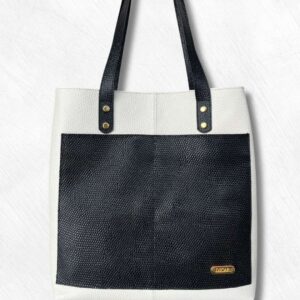 Cartera de Cuero para Mujer Ref. 2506 Talco y Negro