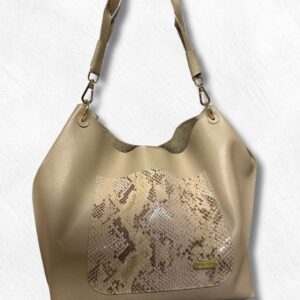 Cartera de cuero para mujer ref Bianca Nude - Pitón